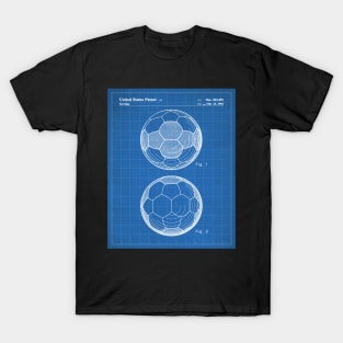 Soccer Ball Patent - Football Fan Bedroom Office Art - Blueprint T-Shirt